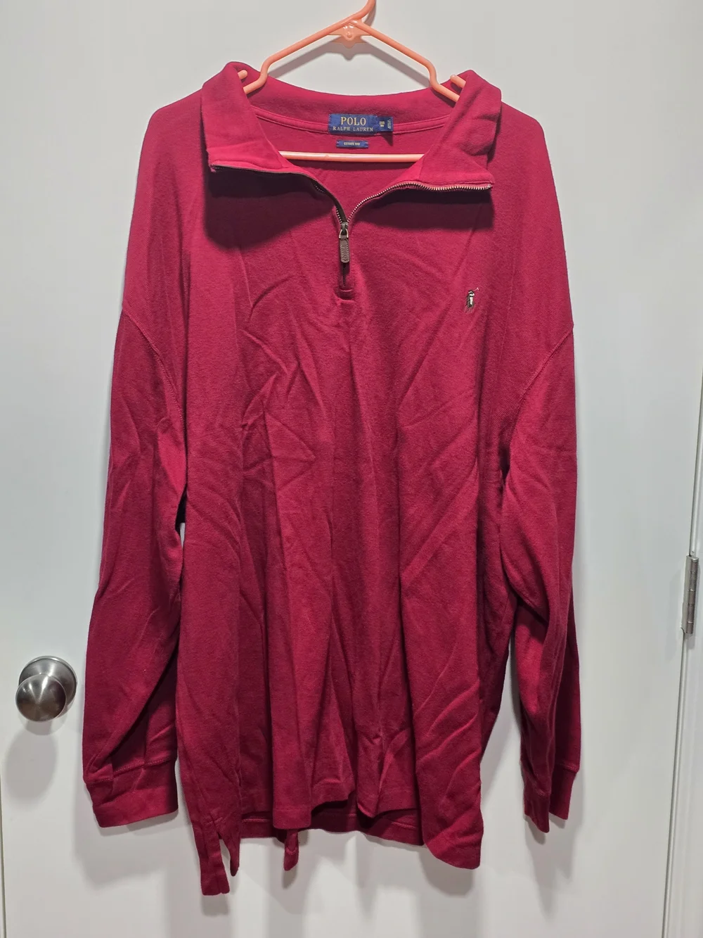 Polo by Ralph Lauren Men’s Berry Red Quarter-Zip Sweater Size 3XB